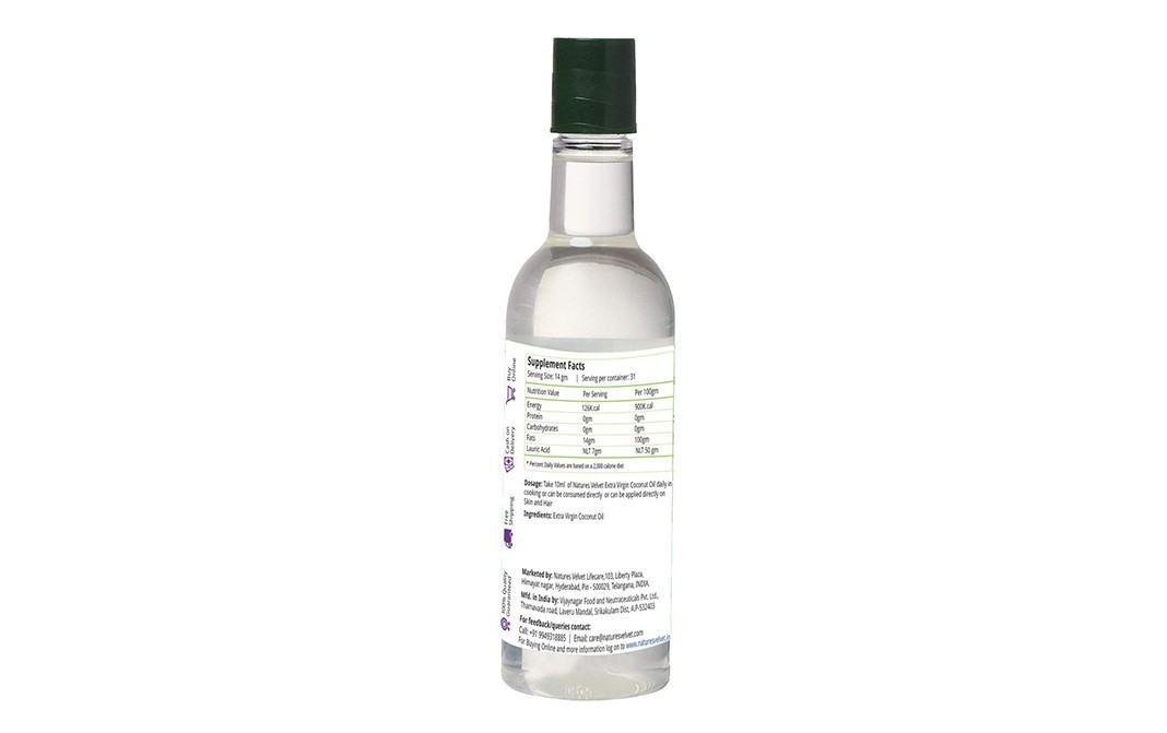 Nature's Velvet Extra Virgin Coconut Oil    Bottle  250 millilitre